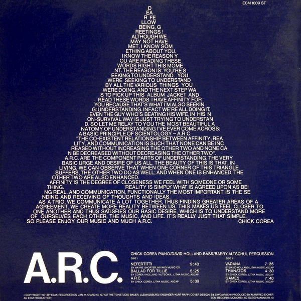 Chick Corea / Dave Holland / Barry Altschul : A.R.C. (LP, Album)
