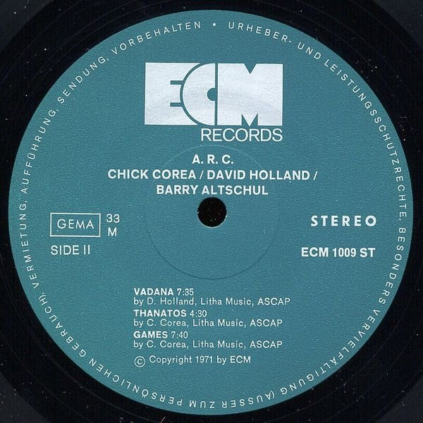 Chick Corea / Dave Holland / Barry Altschul : A.R.C. (LP, Album)