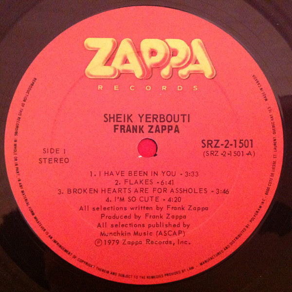 Frank Zappa : Sheik Yerbouti (2xLP, Album, Gat)