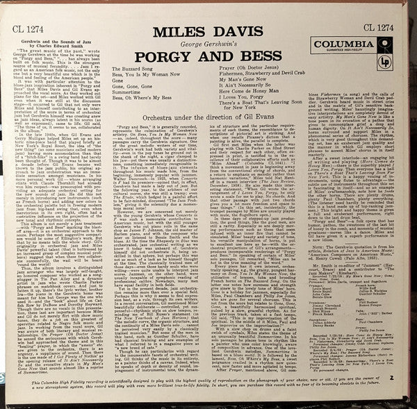 Miles Davis : Porgy And Bess (LP, Album, Mono, Ter)