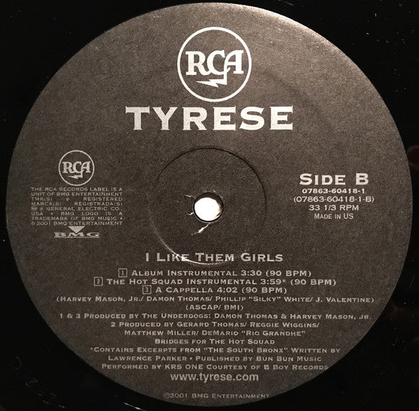 Tyrese : I Like Them Girls (12", Single)