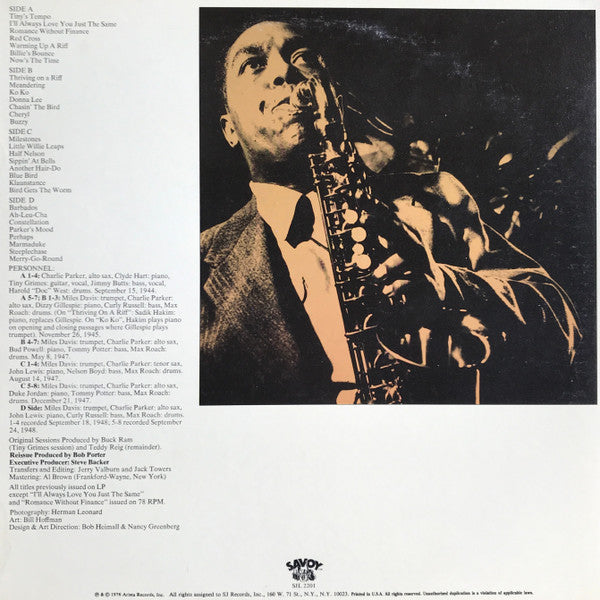 Charlie Parker : Bird / The Savoy Recordings (Master Takes) (2xLP, Comp, RP)