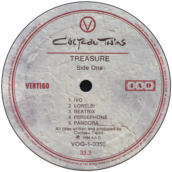 Cocteau Twins : Treasure + Aikea-Guinea (LP, Album + 12", EP)