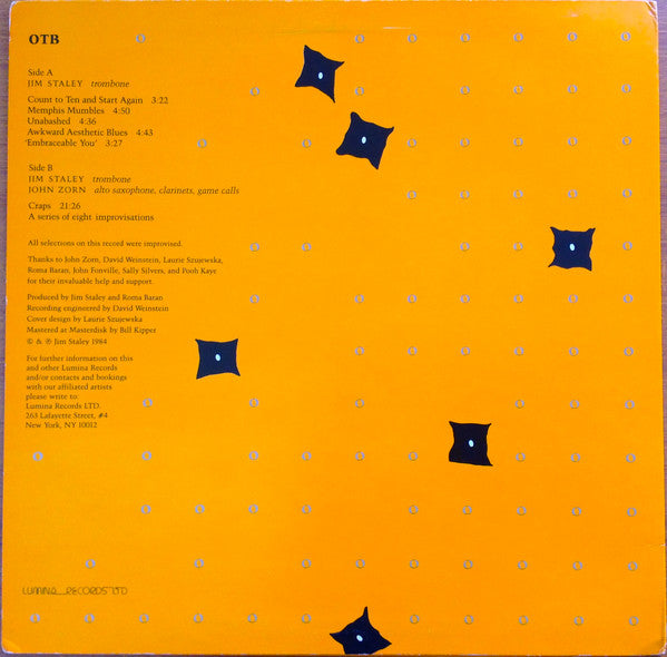 Jim Staley With John Zorn : OTB (LP, Album)