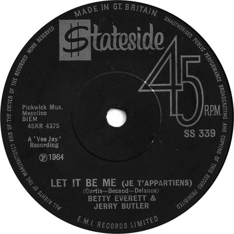 Betty Everett & Jerry Butler : Let It Be Me (7", Sol)