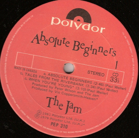 The Jam : Absolute Beginners (12", EP, Comp)