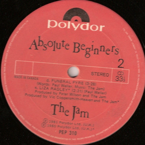 The Jam : Absolute Beginners (12", EP, Comp)