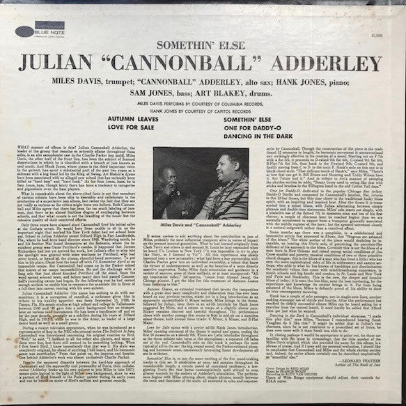 Cannonball Adderley : Somethin' Else (LP, Album, RP, Lib)