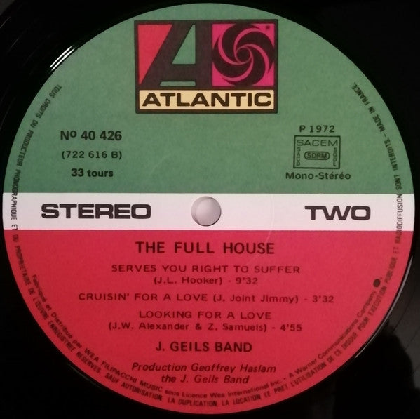The J. Geils Band : "Live" Full House (LP, Album, RE)