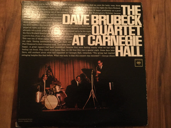 The Dave Brubeck Quartet : At Carnegie Hall (2xLP, Album, Mono)