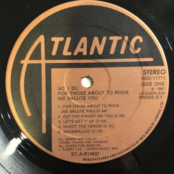 AC/DC : For Those About To Rock (We Salute You) (LP, Album, Gat)