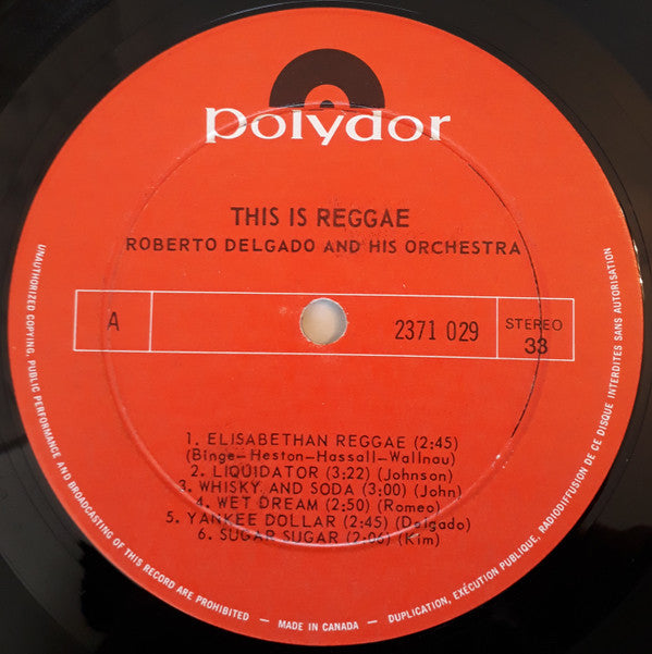 Roberto Delgado & His Orchestra : This Is Reggae (LP, Album)