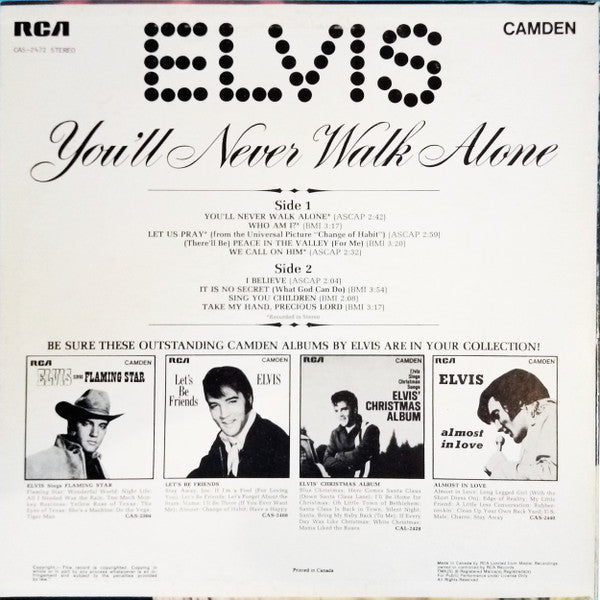 Elvis Presley : You'll Never Walk Alone (LP, Album, Comp)