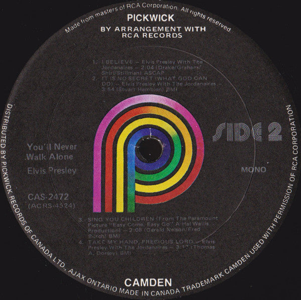 Elvis Presley : You'll Never Walk Alone (LP, Album, Comp)