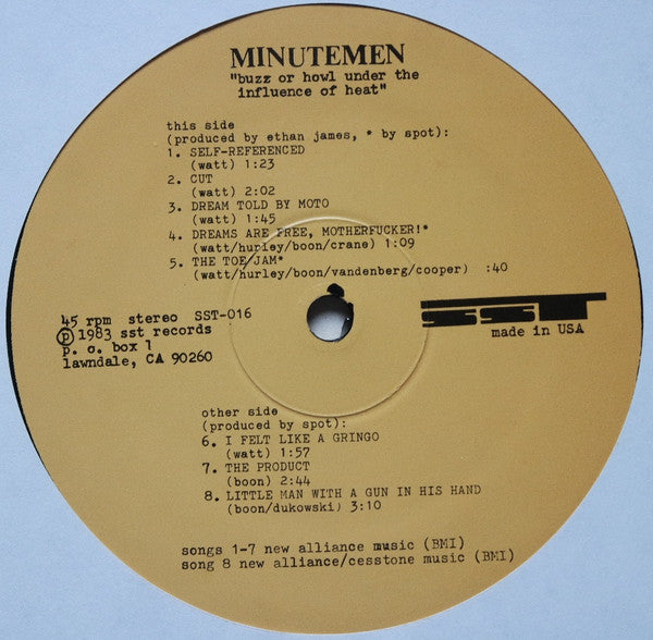Minutemen : Buzz Or Howl Under The Influence Of Heat (12", EP, RE, RP)