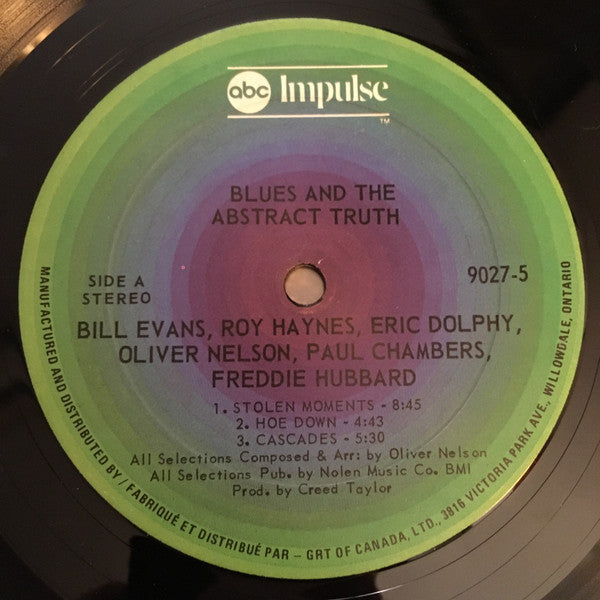 Bill Evans / Roy Haynes / Eric Dolphy / Oliver Nelson / Paul Chambers (3) / Freddie Hubbard : The Blues And The Abstract Truth (LP, Album, Gat)