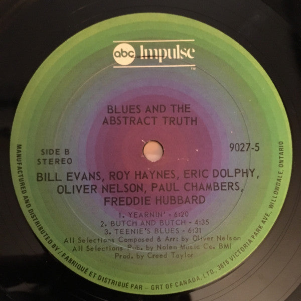 Bill Evans / Roy Haynes / Eric Dolphy / Oliver Nelson / Paul Chambers (3) / Freddie Hubbard : The Blues And The Abstract Truth (LP, Album, Gat)