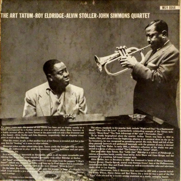 Art Tatum, Roy Eldridge, Alvin Stoller, John Simmons : The Art Tatum-Roy Eldridge-Alvin Stoller-John Simmons Quartet (LP, Album, Mono, RE)
