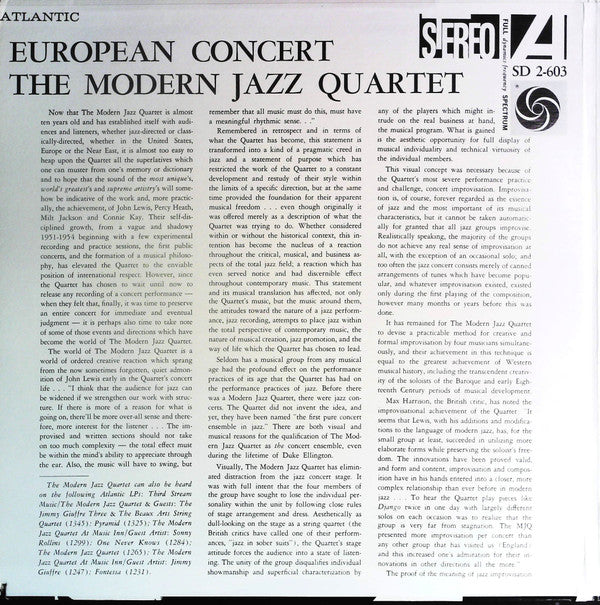 The Modern Jazz Quartet : European Concert (2xLP, Album, RE)