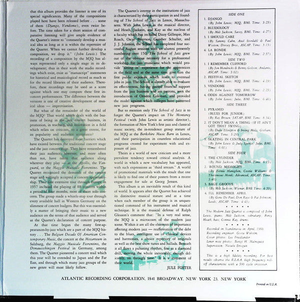 The Modern Jazz Quartet : European Concert (2xLP, Album, RE)