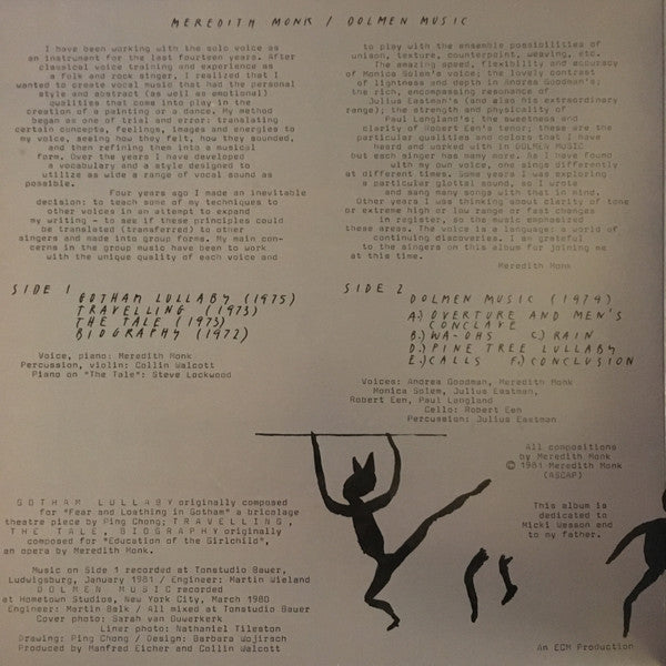 Meredith Monk : Dolmen Music (LP, Album, Gat)