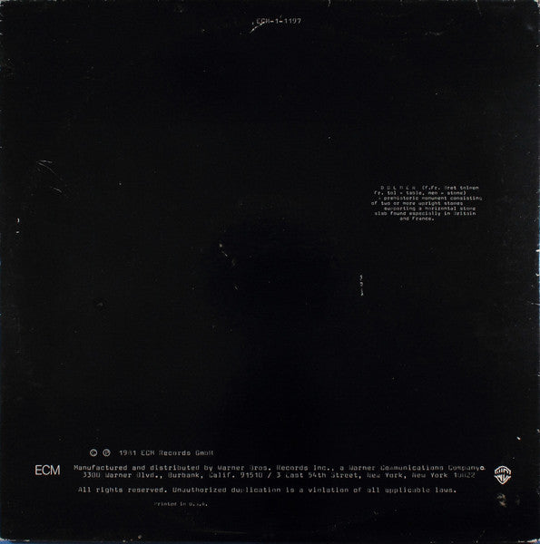 Meredith Monk : Dolmen Music (LP, Album, Gat)