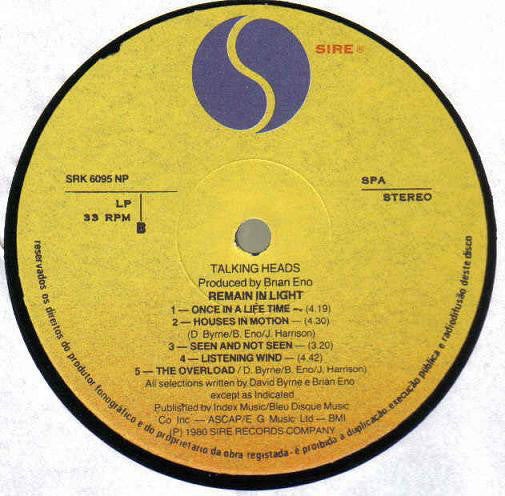 Talking Heads : Remain In Light (LP, Album)