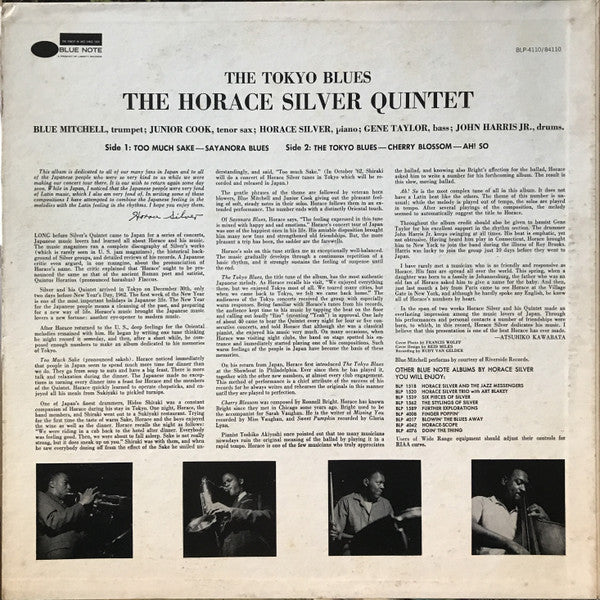 The Horace Silver Quintet : The Tokyo Blues (LP, Album, RE)