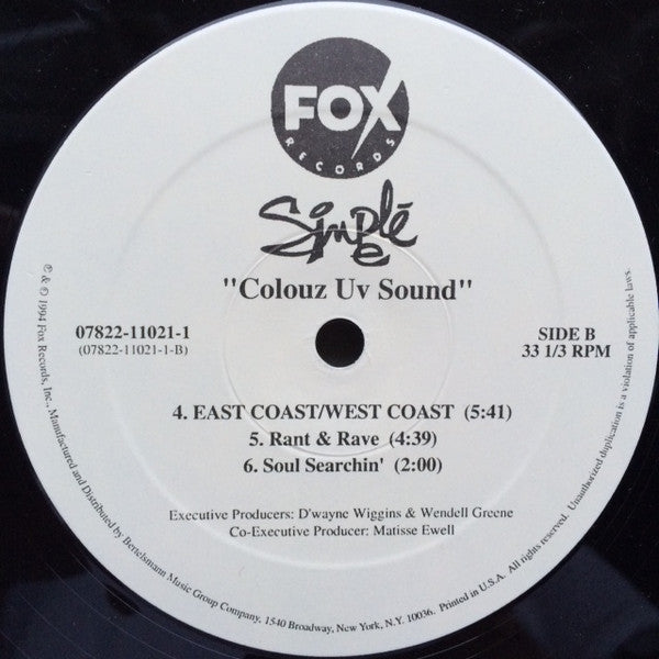 Simple E : Colouz Uv Sound (2xLP, Album, Gat)