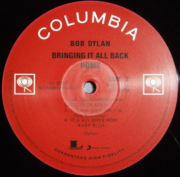 Bob Dylan : Bringing It All Back Home (LP, Album, Mono, RE, 180)