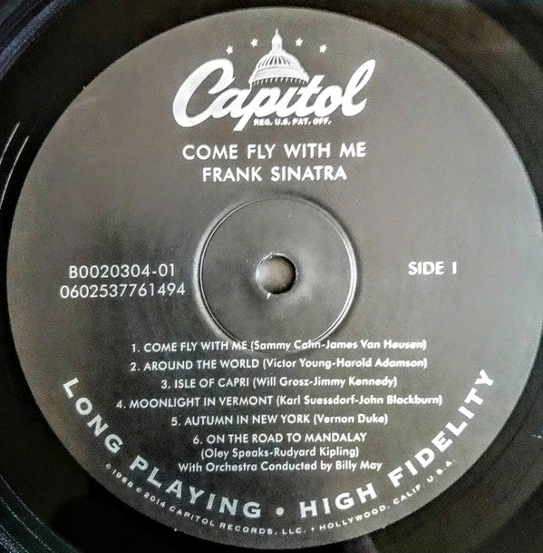 Frank Sinatra, Billy May And His Orchestra : Come Fly With Me (LP, Album, RE, RM, 180)