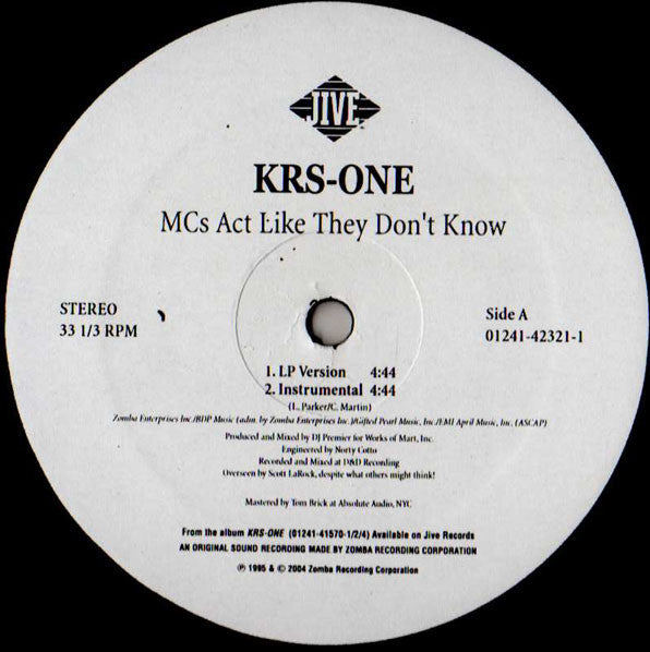 KRS-One : MC's Act Like They Don't Know (12", RE)