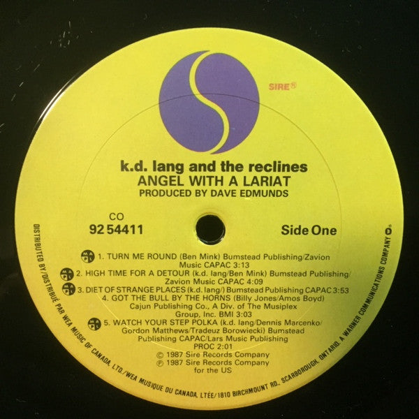 k.d. lang and the reclines : Angel With A Lariat (LP, Album)
