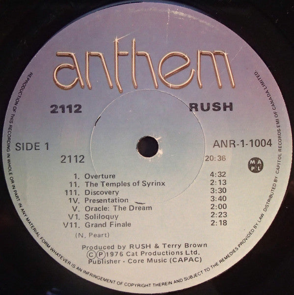 Rush : 2112 (LP, Album, RE, Gat)