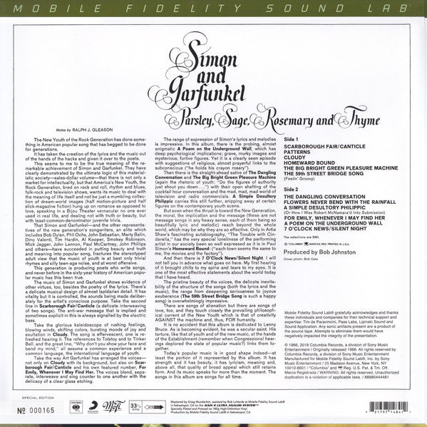 Simon & Garfunkel : Parsley, Sage, Rosemary And Thyme (LP, Album, Num, RE, RM, 180)