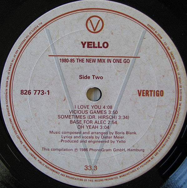 Yello : 1980 - 1985 The New Mix In One Go (2xLP, Comp, P/Mixed)