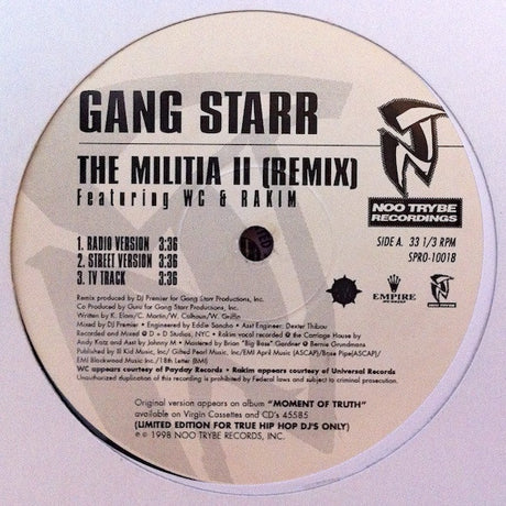 Gang Starr : The Militia II (Remix) / The Militia (Soul Brother Remix) (12", Promo)
