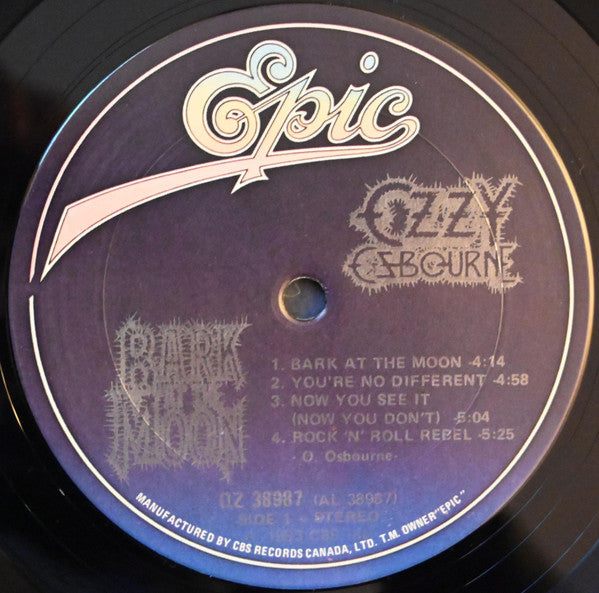 Ozzy Osbourne : Bark At The Moon (LP, Album)