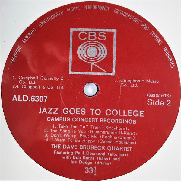 The Dave Brubeck Quartet : Jazz Goes To College (LP, Album, RP)