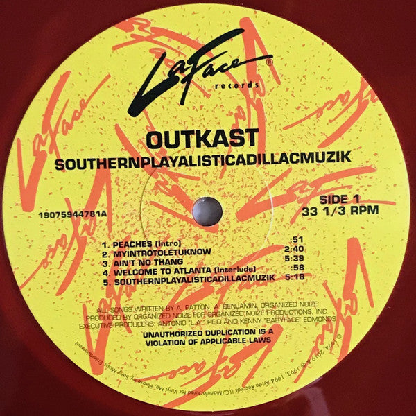OutKast : Southernplayalisticadillacmuzik (2xLP, Album, Club, RE, RM, Ora)