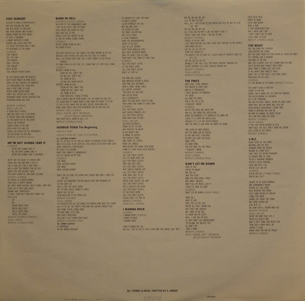 Twisted Sister : Stay Hungry (LP, Album)