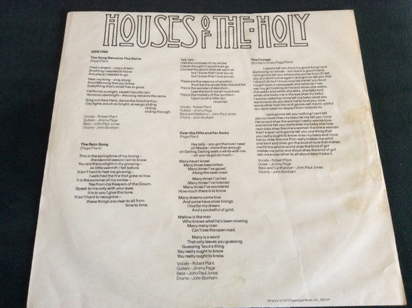 Led Zeppelin : Houses Of The Holy (LP, Album, Gat)