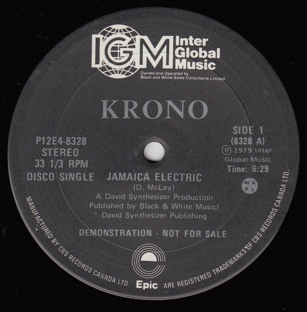 Krono (2) : Jamaica Electric / Bareback (2x12", Single, Promo)