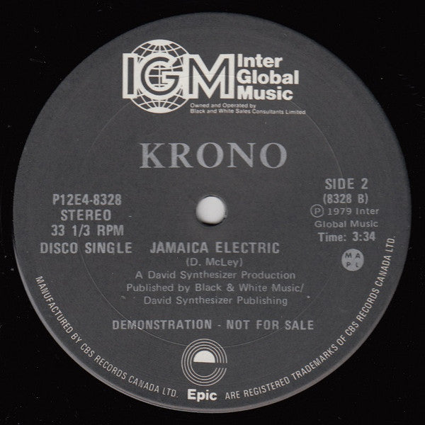 Krono (2) : Jamaica Electric / Bareback (2x12", Single, Promo)