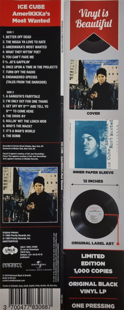 Ice Cube : AmeriKKKa's Most Wanted (LP, Album, Ltd, RE)