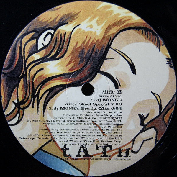t.A.T.u. : All The Things She Said (Remixes) (12", Promo)