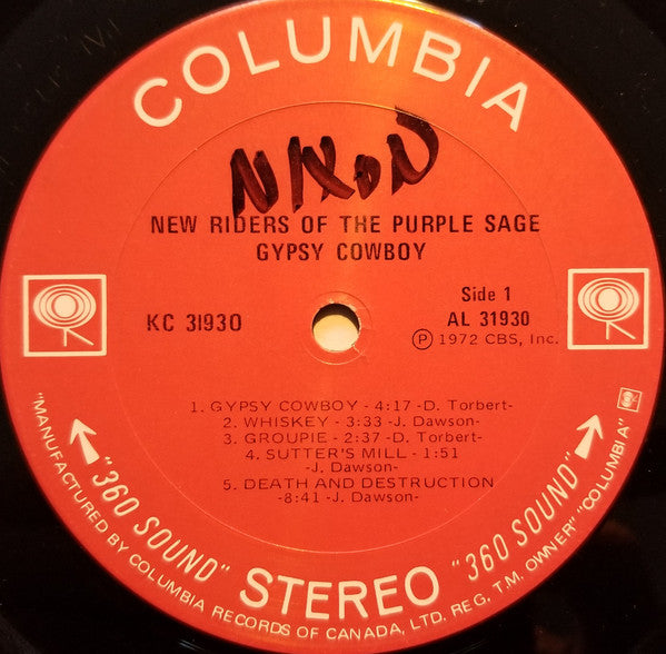New Riders Of The Purple Sage : Gypsy Cowboy (LP, Album)