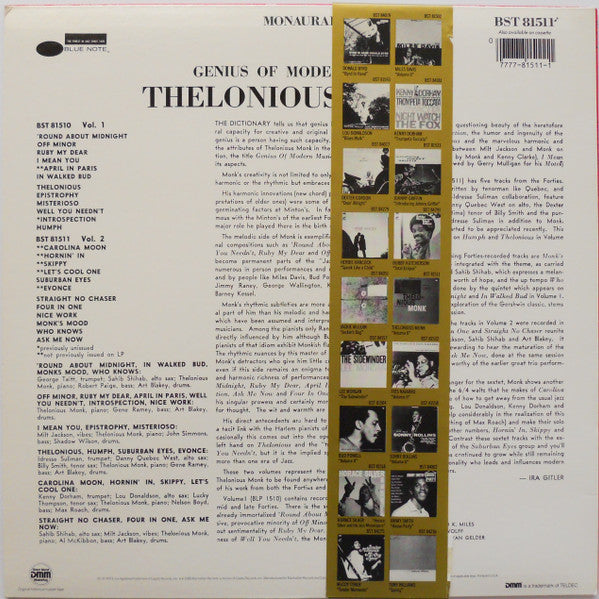Thelonious Monk : Genius Of Modern Music Volume 2 (LP, Comp, Mono, RE, RM, DMM)