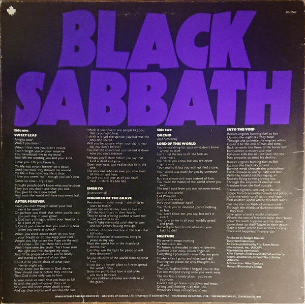 Black Sabbath : Master Of Reality (LP, Album, RE)