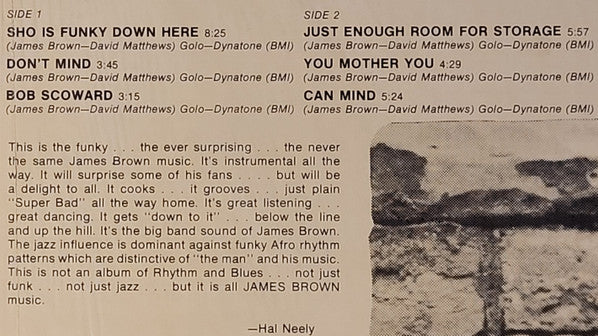 James Brown Plays And Directs The James Brown Band : Sho Is Funky Down Here (LP, Album)